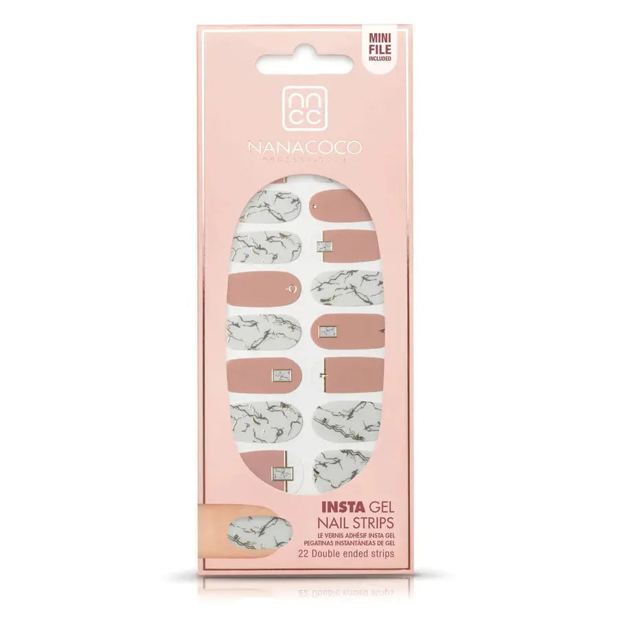 NANACOCO Insta Gel Nail Strips 22 strips Gloss (Pink Marble) % | product_vendor%