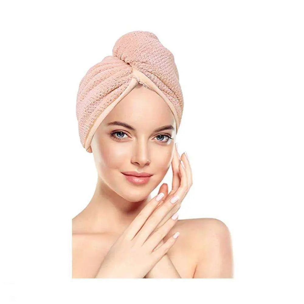 Super Absorbent Fast Hair Drying Microfiber Cap (Pink) % | product_vendor%