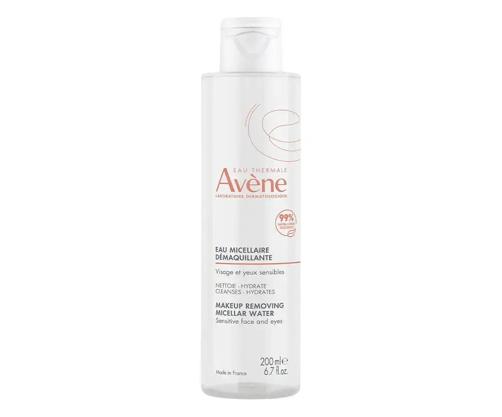 A 200ml bottle of Avene Makeup Removing Micellar Water on a plain white background.
