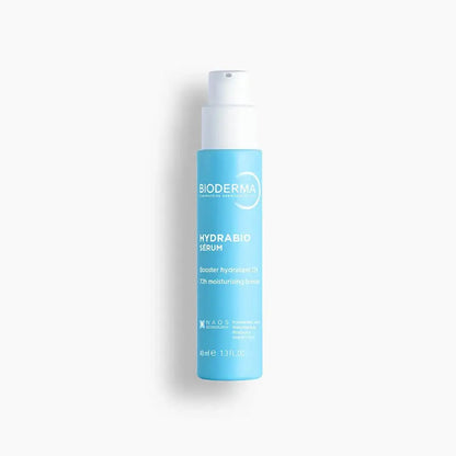 Bioderma Hyabio Serum moisturizing bottle in light blue and white, shown on a clean white background.