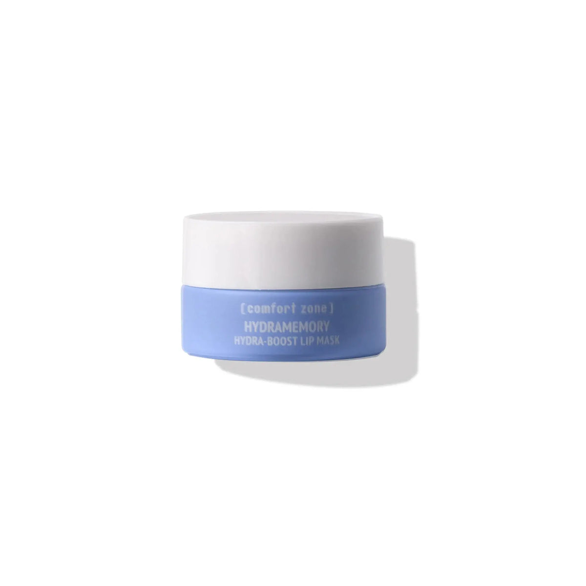White lip mask container with blue label on a white background