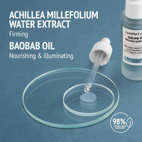 Load image into Gallery viewer, Achillea Millefolium water extract with Baobab oil on a blue background
