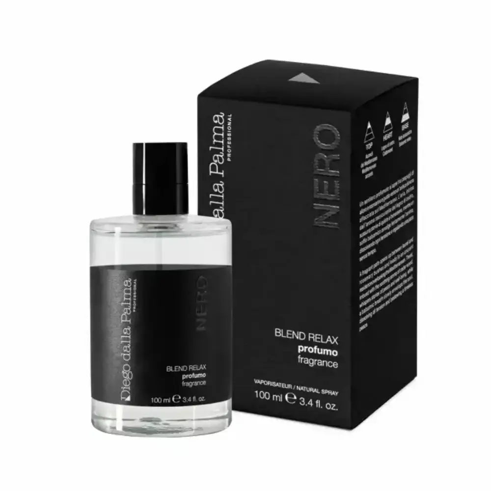 Perfume bottle and packaging of 'Nero' by Dalla Palma on a white background