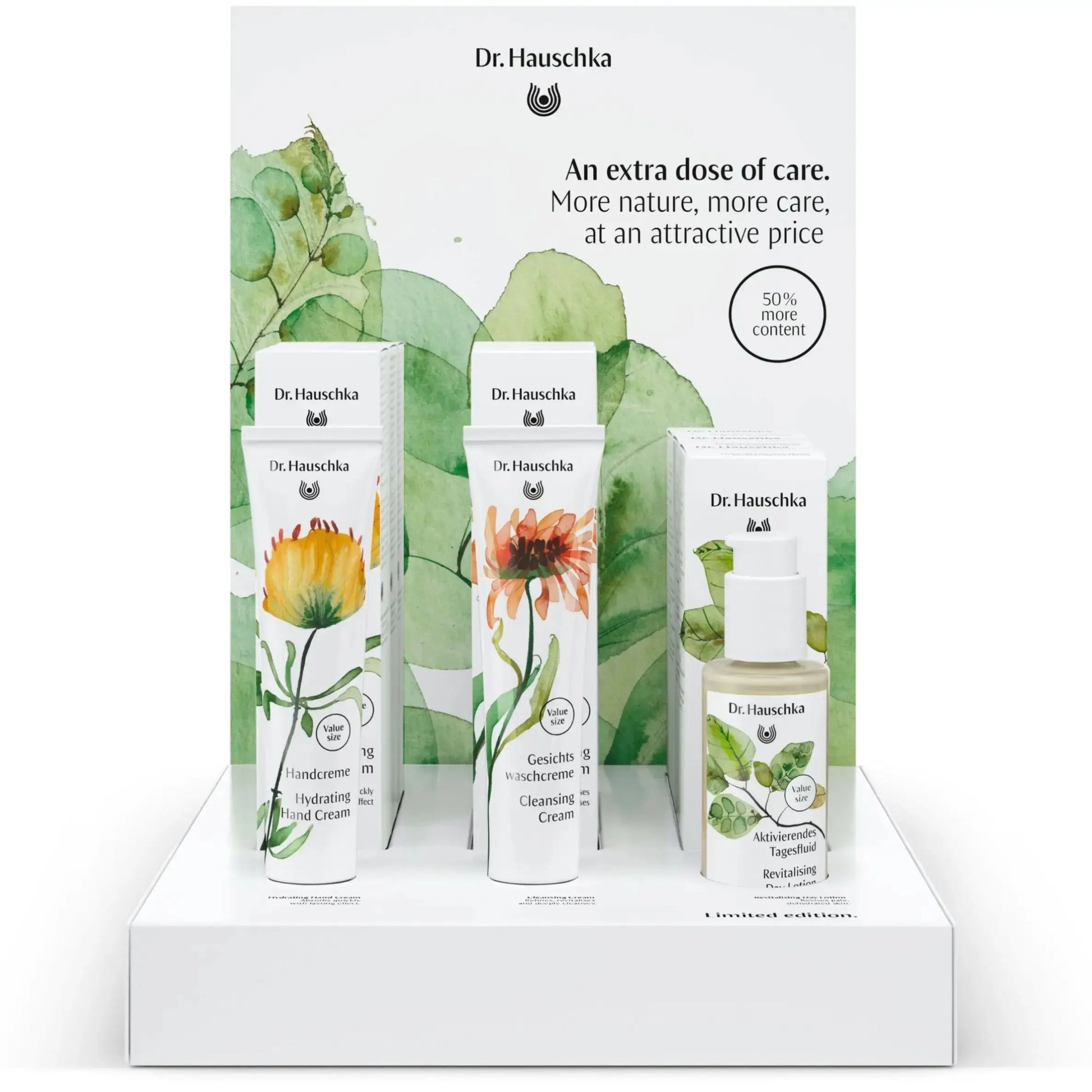 Dr. Hauschka skincare products with packaging on a white background