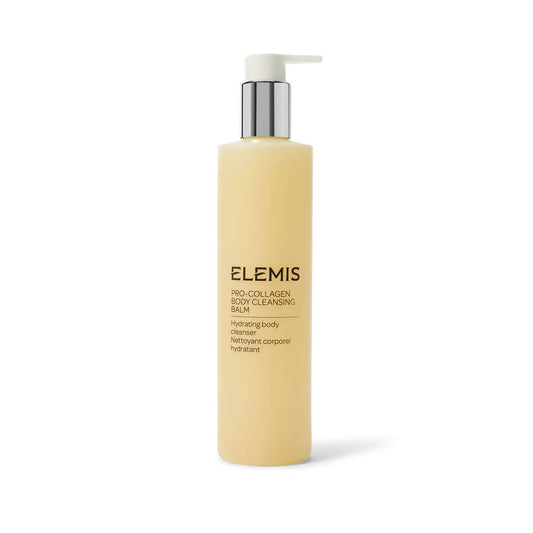 Elemis Pro-Collagen Body Cleansing Balm bottle on a white background
