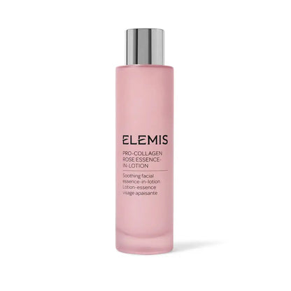 Pink skincare bottle with silver cap on a white background