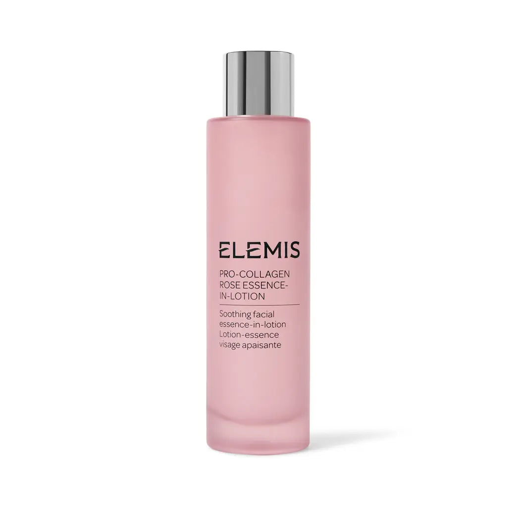 Pink skincare bottle with silver cap on a white background