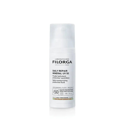 Filorga daily repair mineral UV 50 skincare product on a white background