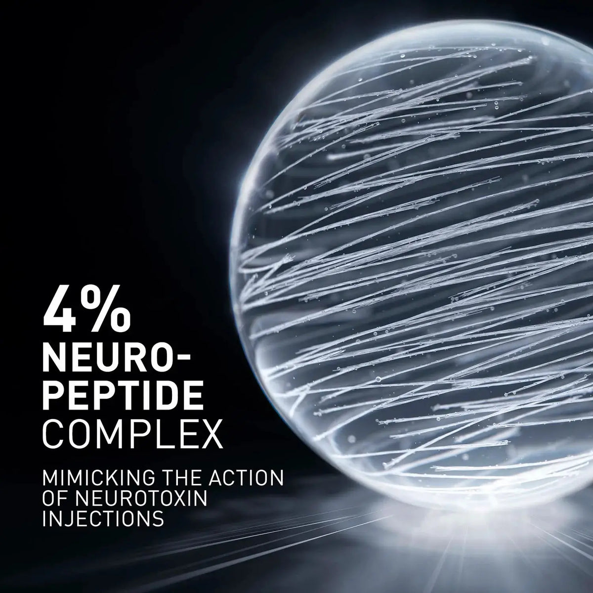 Neuro-peptide complex with a dark background and text highlighting its properties.