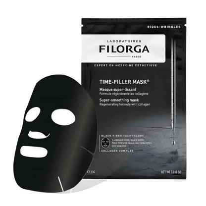 Filorga Time-Filler Mask packaging with black mask on a white background