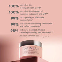 Load image into Gallery viewer, Gatineau cleansing balm with customer feedback on a pink background
