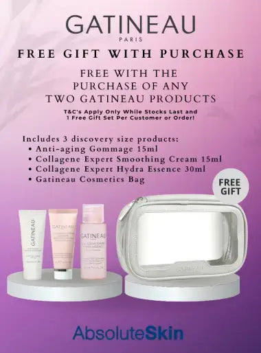 Gatineau promotional offer with free gift with purchase on a purple background