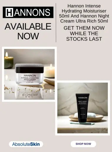 Advertisement for Hannon Intense Hydrating Moisturiser and Hannon Night Cream Ultra Rich with product images and promotional text.