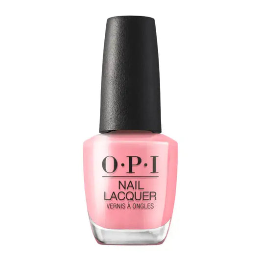 O.P.I nail lacquer in a light pink shade with a black cap, shown on a plain white background.