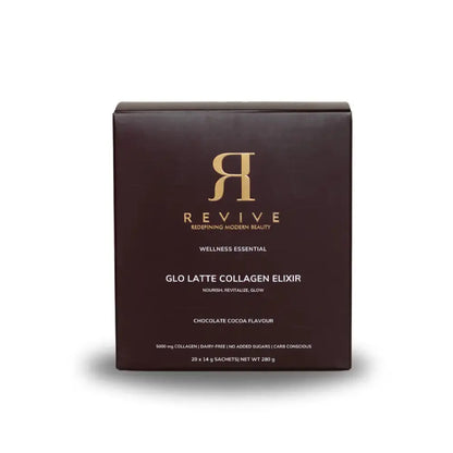 Revive Glo Latte Collagen Elixir packaging on a white background