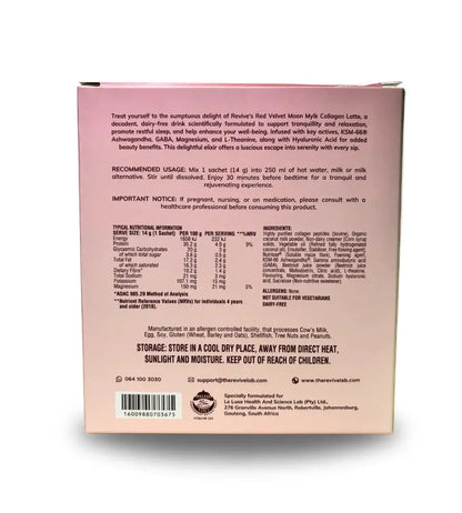 Back of a pink package with text and nutritional information on a white background