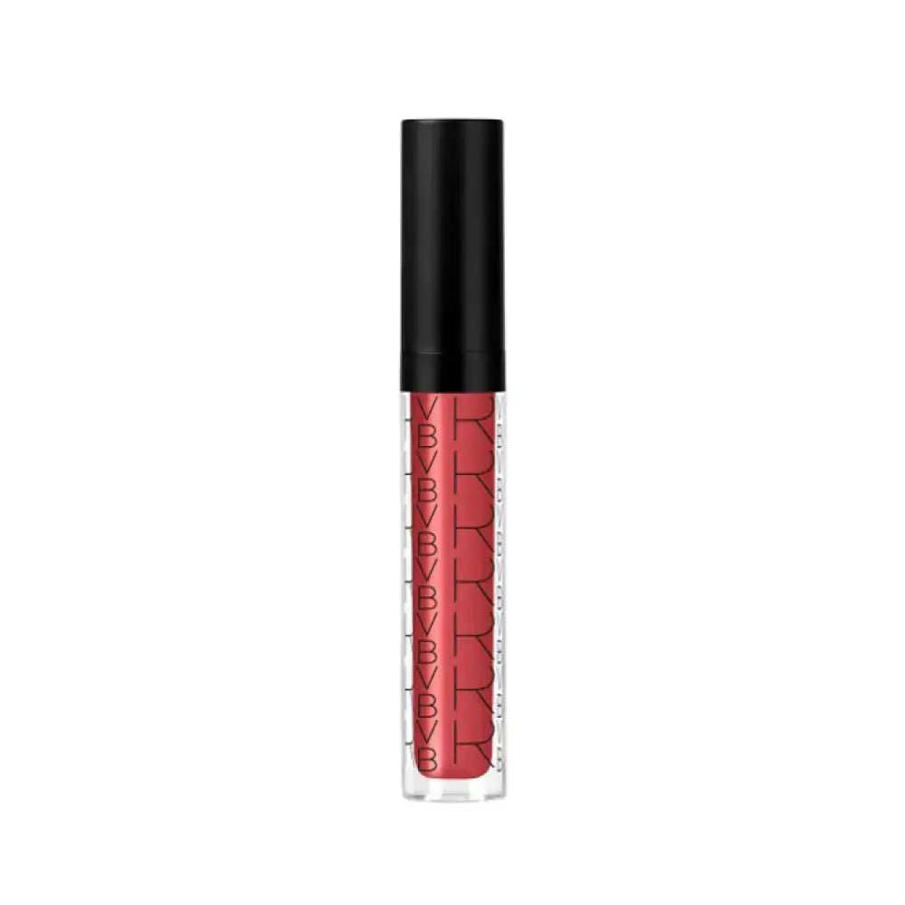 Lip gloss with black cap and red body on a white background