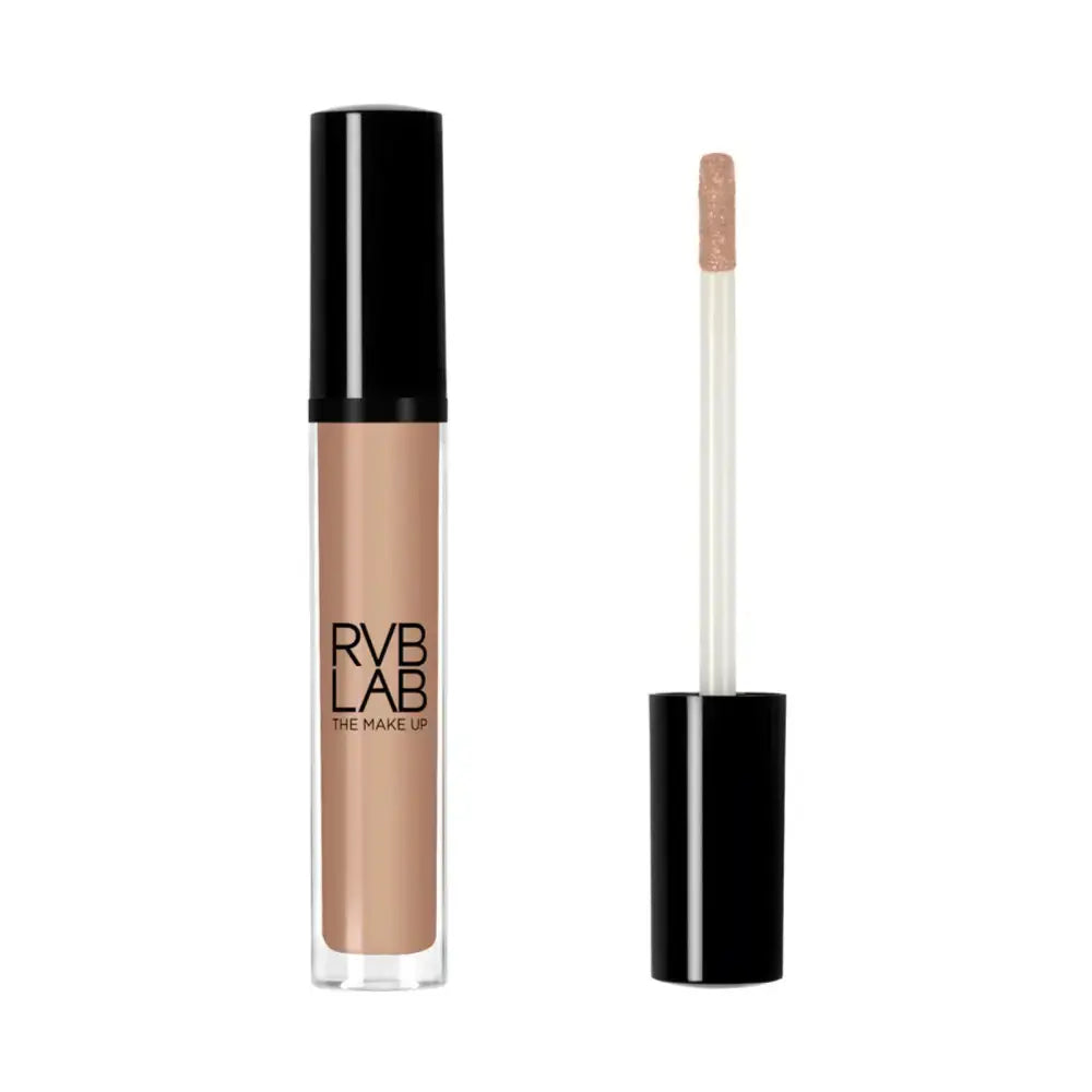 A clear tube of liquid concealer with a black cap, shown next to its applicator wand on a plain white background. The brand name 'RVB LAB' is printed on the tube.