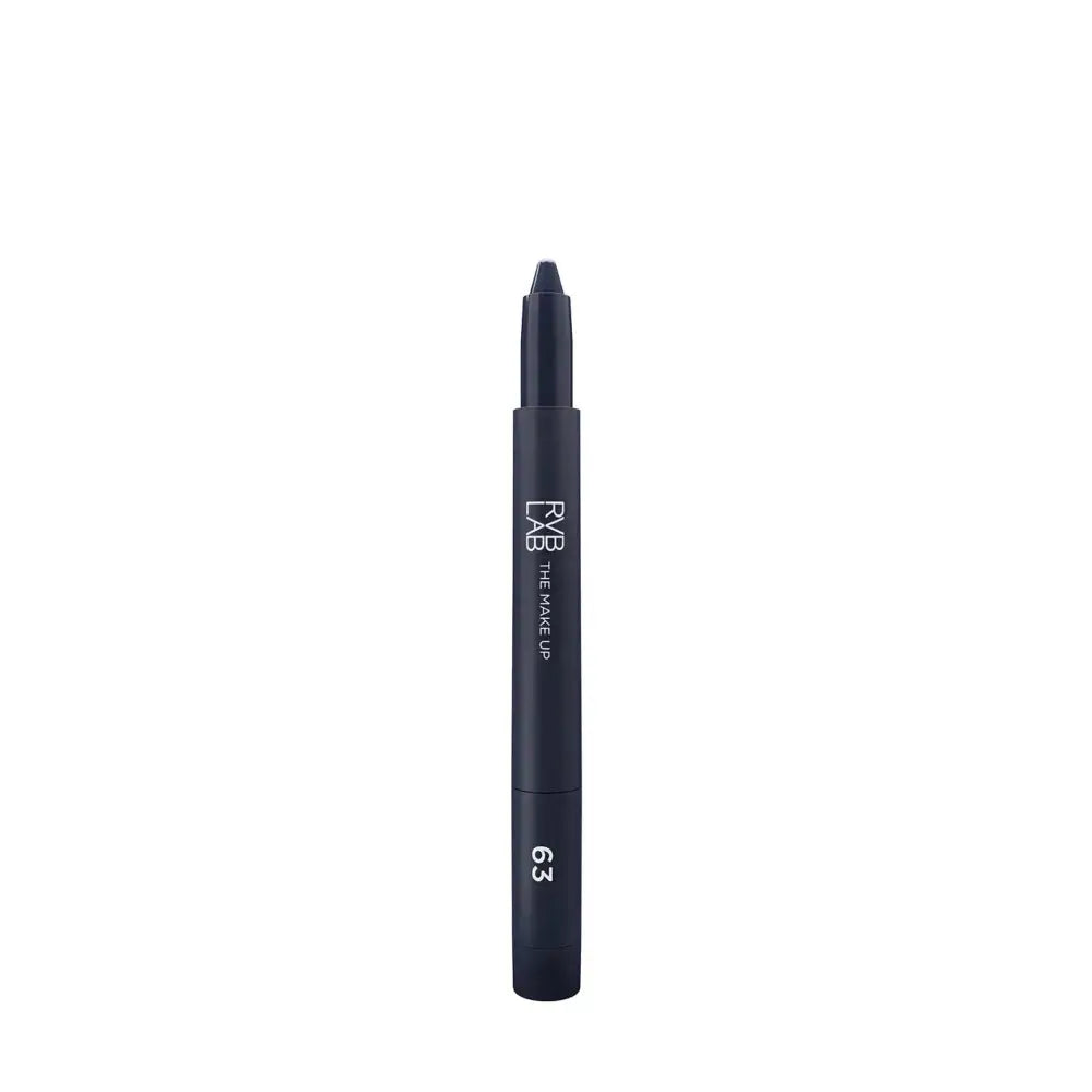 A single dark navy makeup pencil with white text reading 'FXB gel makeup pen' and shade number '63', centered on a plain white background.
