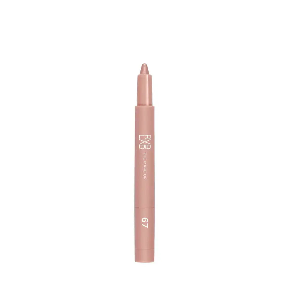 A single makeup pencil in a dusty rose pink shade, standing vertically on a plain white background. The brand name 'FAB' and the text 'eye shadow' are printed on the barrel, with the shade number '67' near the bottom.