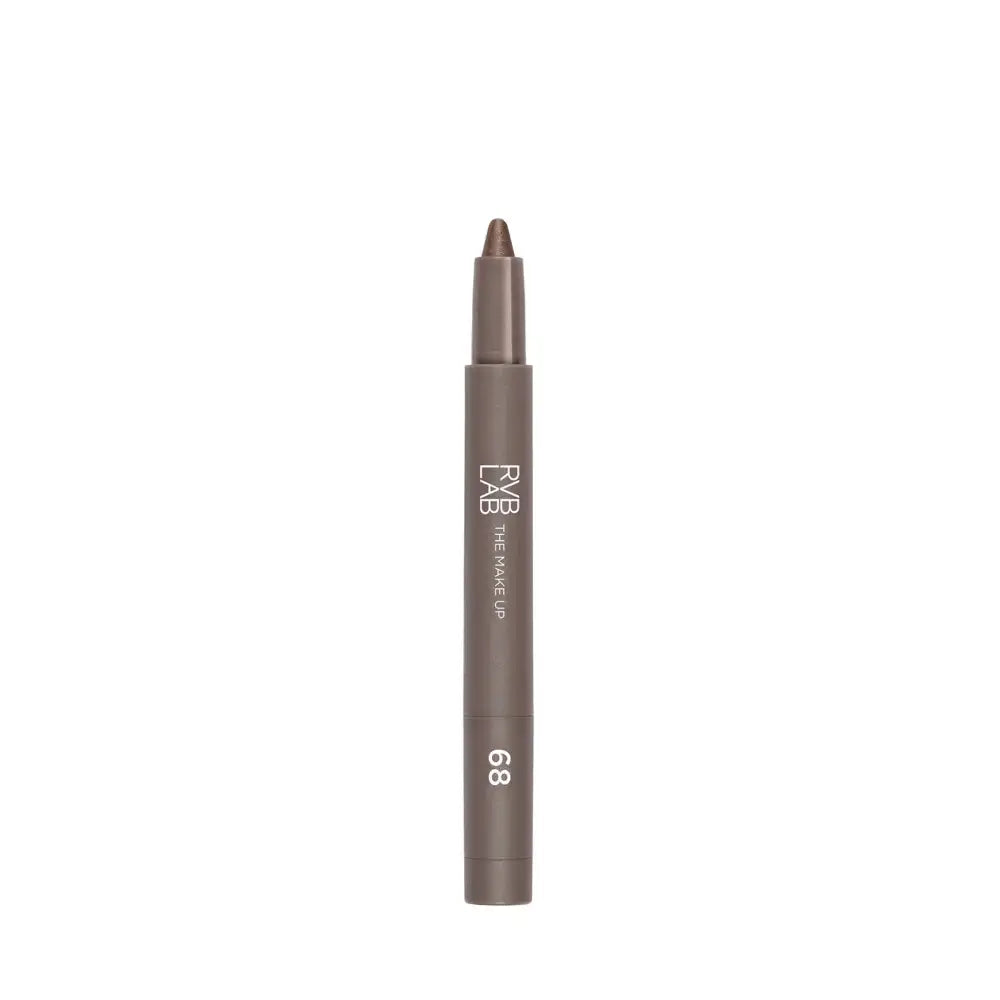 A single makeup pencil in a warm taupe-brown shade, standing vertically on a plain white background. The barrel has white text reading 'EVA' and 'eyeshadow pencil' with the shade number '68' printed near the bottom.