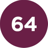 Load image into Gallery viewer, Purple circle with the number 64 in white
