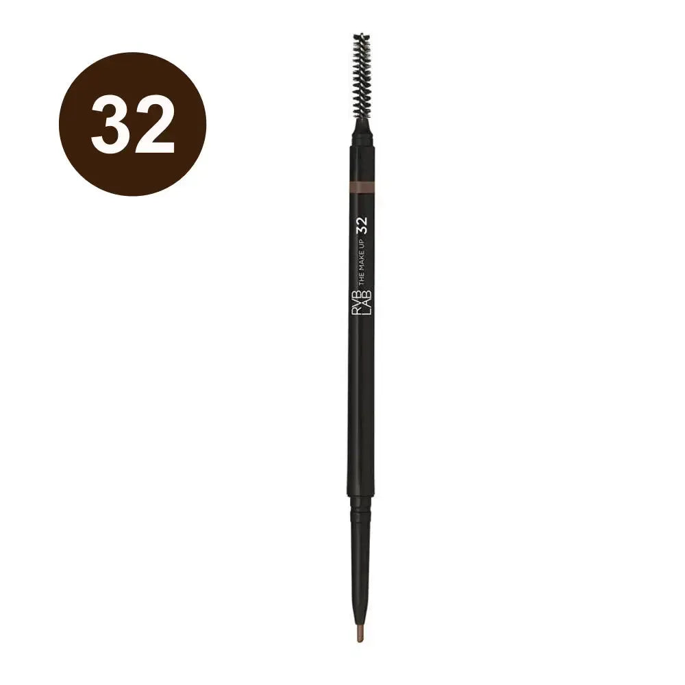 Eyebrow pencil with brown color swatch labeled '32' on a white background
