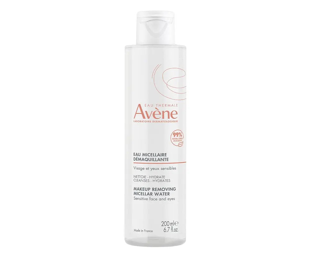 A 200ml bottle of Avene Makeup Removing Micellar Water on a plain white background.