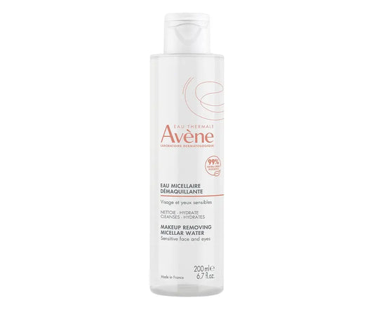 A 200ml bottle of Avene Makeup Removing Micellar Water on a plain white background.