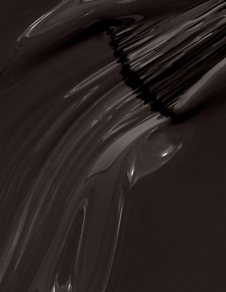 Close-up of a brush with black bristles on a dark background