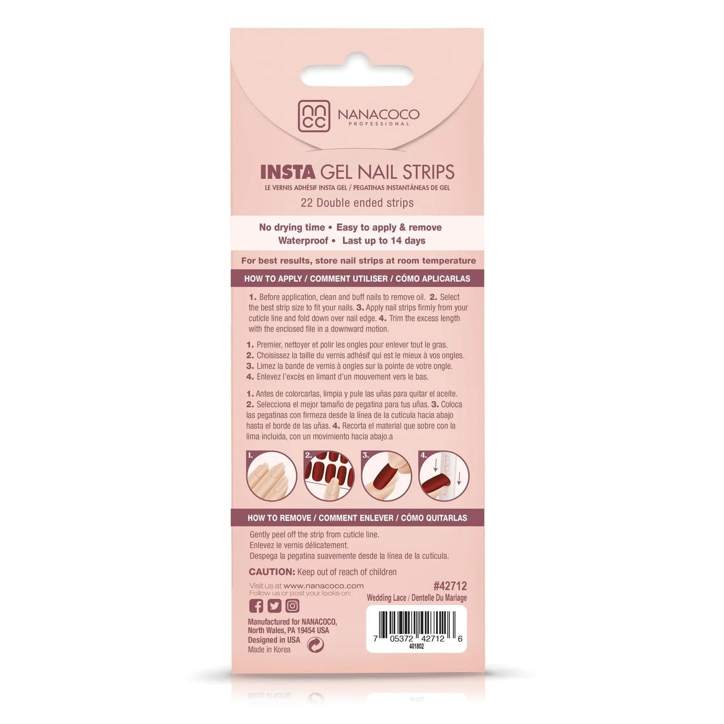 NANACOCO Insta Gel Nail Strips 22 strips Gloss (Wedding Lace) % | product_vendor%